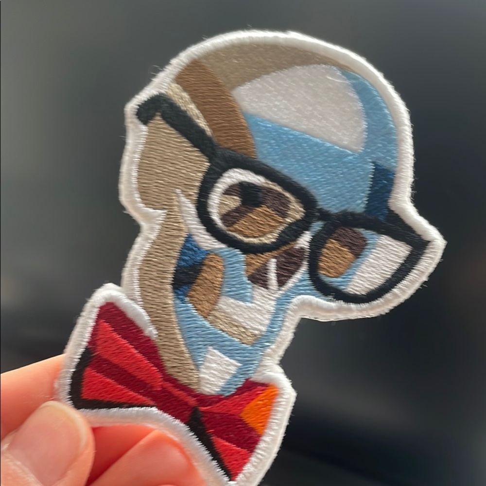 Embroidered Skull Patch with Glasses and Bow Tie